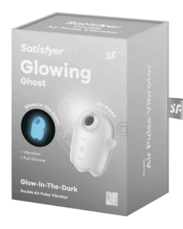 Glowing Ghost – Glow in the Dark – Dubbele Air Pulse Vibrator – Wit