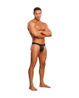 Micro G-string met Rode Cockring – L/XL – Zwart