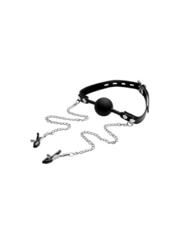 Silicone Ball Gag met Nipple Clamps