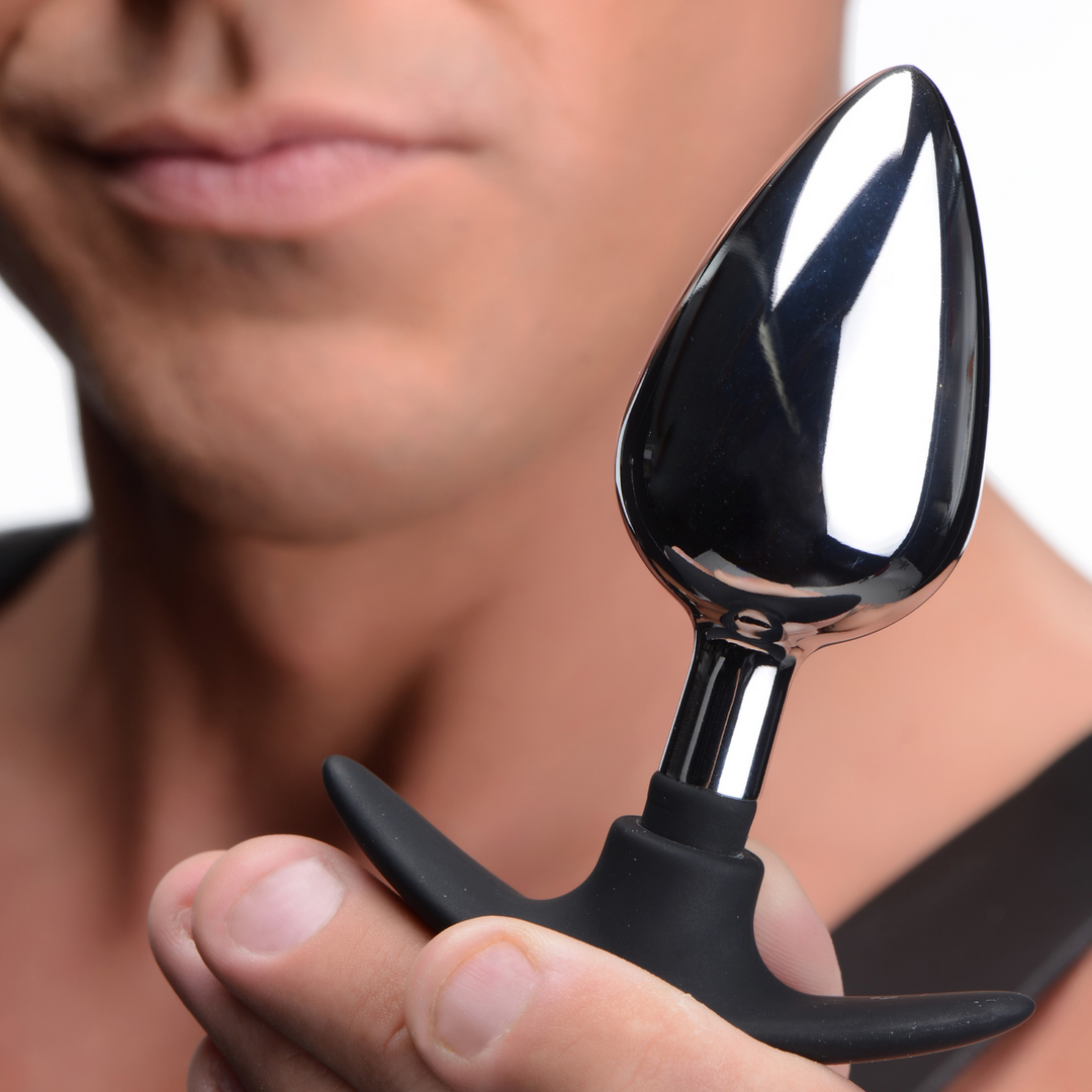 Donkere Indringer - Metaal en Silicone Anale Plug - Groot - Afbeelding 6