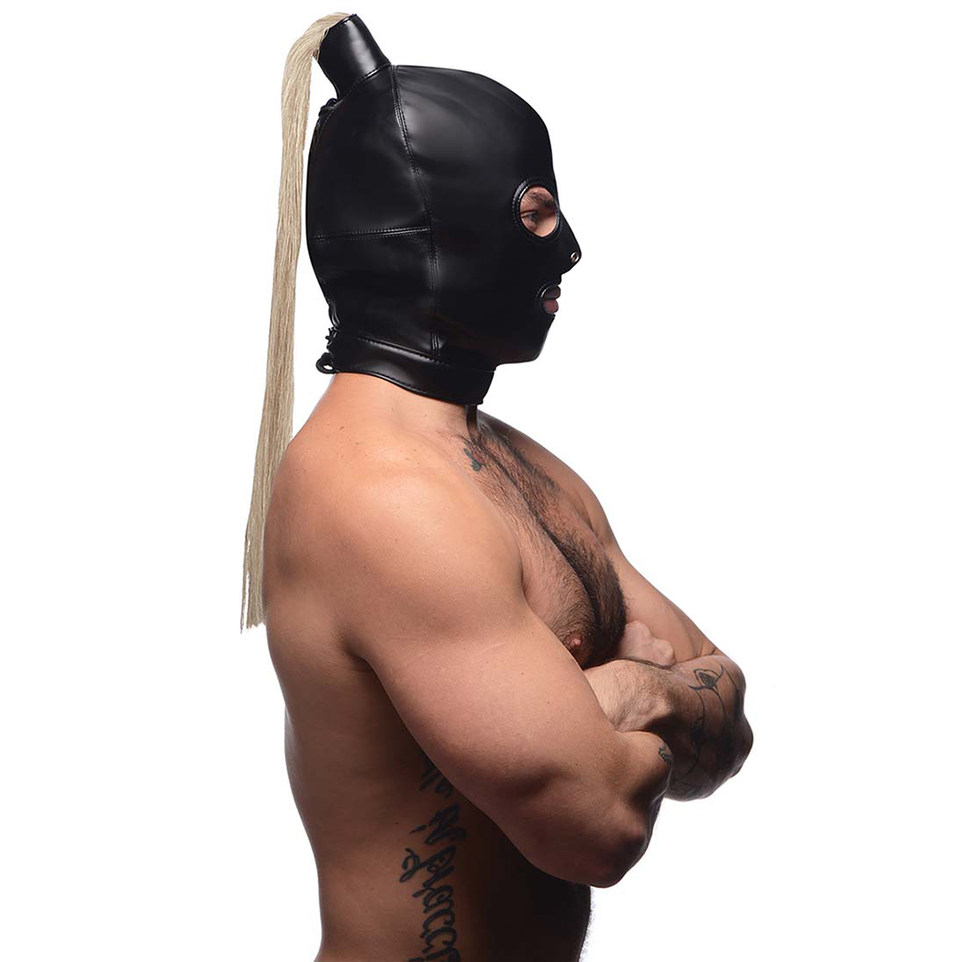 Bondagemasker met blonde paardenstaart - Afbeelding 4