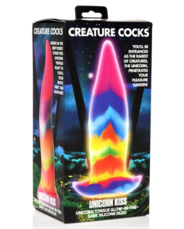 Eenhoorn Tongue – Glow in the Dark – Silicone Dildo – Regenboog
