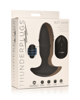 Butt Slider – Sliding Ring Silicone Missile Plug – Zwart