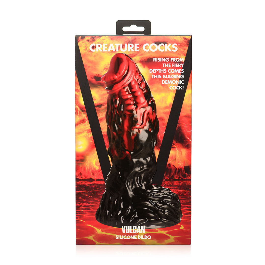 Vulcan - Siliconen Dildo - Zwart/Rood - Afbeelding 3