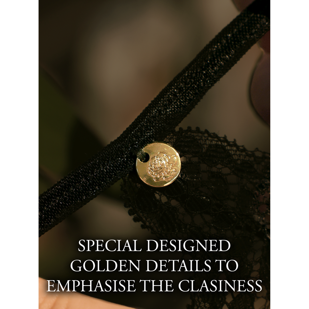 Léna - Slip met Open Kruid en Billen, Verstelbare Sliders en Gouden Details - One Size - Afbeelding 7