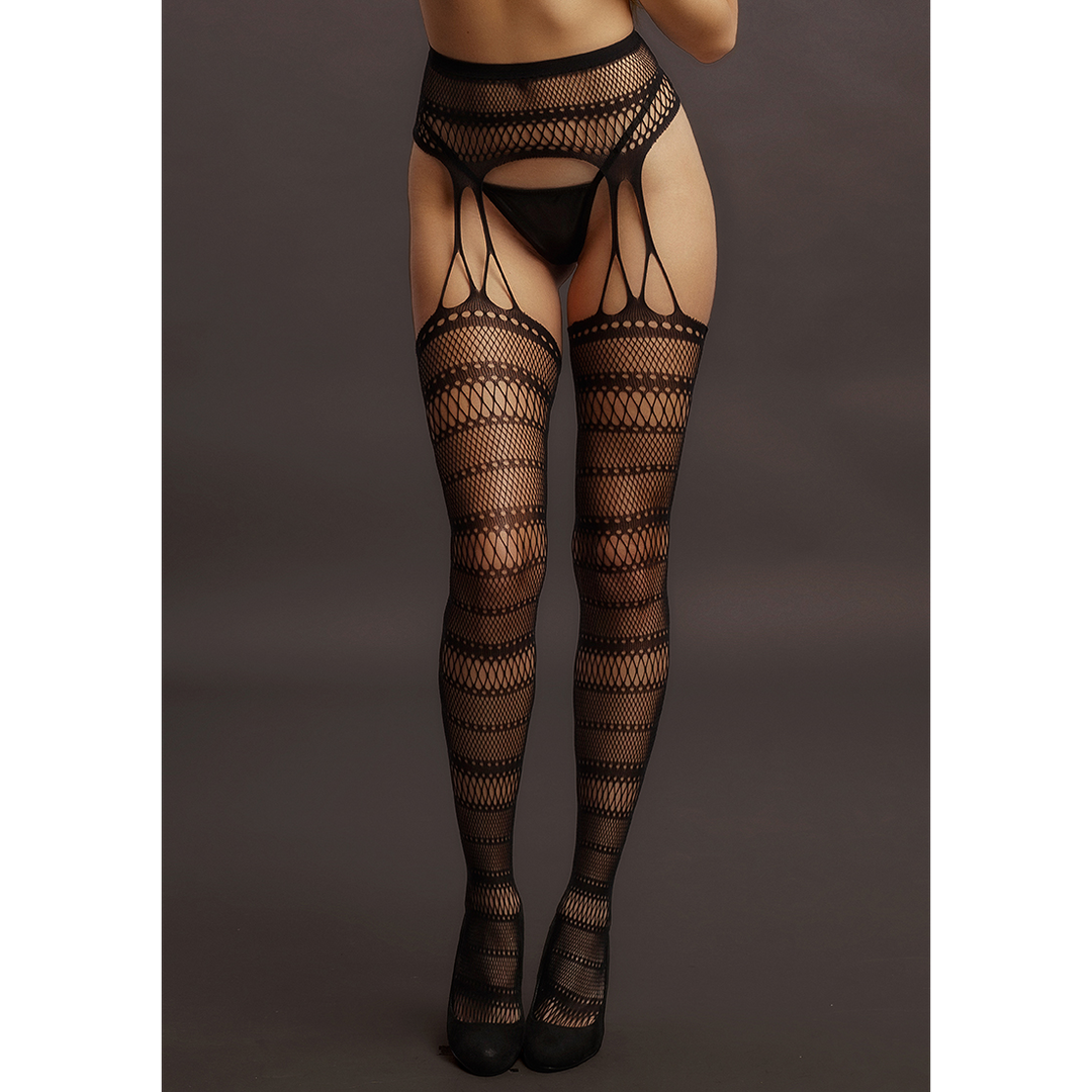 Suspender Gestreepte Panty - One Size - Afbeelding 5