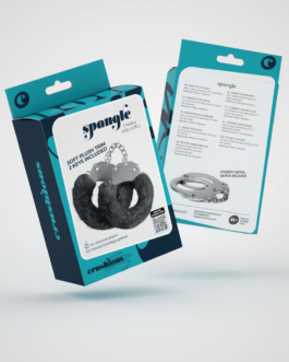 Spangle – Metalen Handboeien met Pluche – Zwart