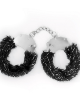 Spangle – Metalen Handboeien met Pluche – Zwart