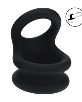 Brede Dubbele O Siliconen Cockring – M – Zwart