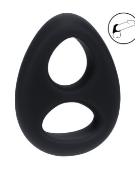 Dubbele Vloeibare Siliconen Penis- en Balring – Zwart