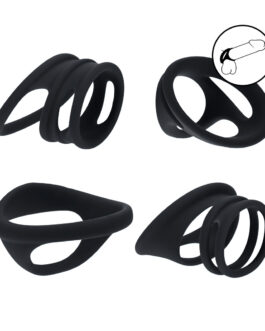 Siliconen Cock- en Ballenring Set van 4 – Zwart