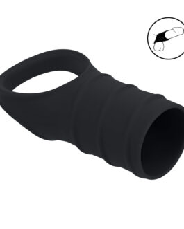 Siliconen Cockring en Geribbelde Mouw – Zwart