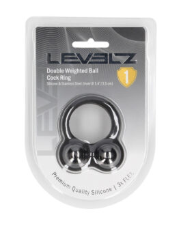 Vloeibare Siliconen Dubbel Gewogen Bal Cockring – Zwart