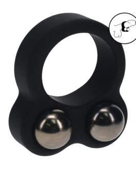 Vloeibare Siliconen Dubbel Gewogen Bal Cockring – Zwart