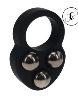 Vloeibare Siliconen Drievoudig Gewogen Bal Cockring – Zwart
