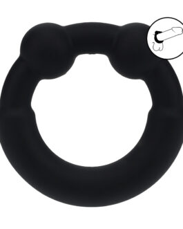 Metaal en Siliconen Cockring – Zwart