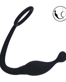 Siliconen Cockring met Prostaatstimulator – S – Zwart