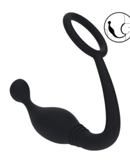 Siliconen Cockring met Prostaatstimulator – L – Zwart