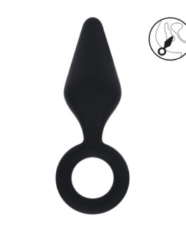 Siliconen Anale Plug met Lus – M – Zwart