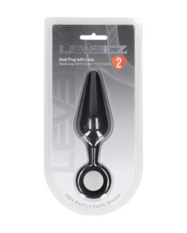 Siliconen Anale Plug met Lus – L – Zwart