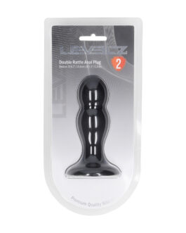 Dubbele Rammelaar Vloeibare Siliconen Anale Plug – M – Zwart