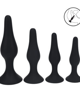 Slim Siliconen Anale Plug Set van 4 – S/M/L/XL – Zwart