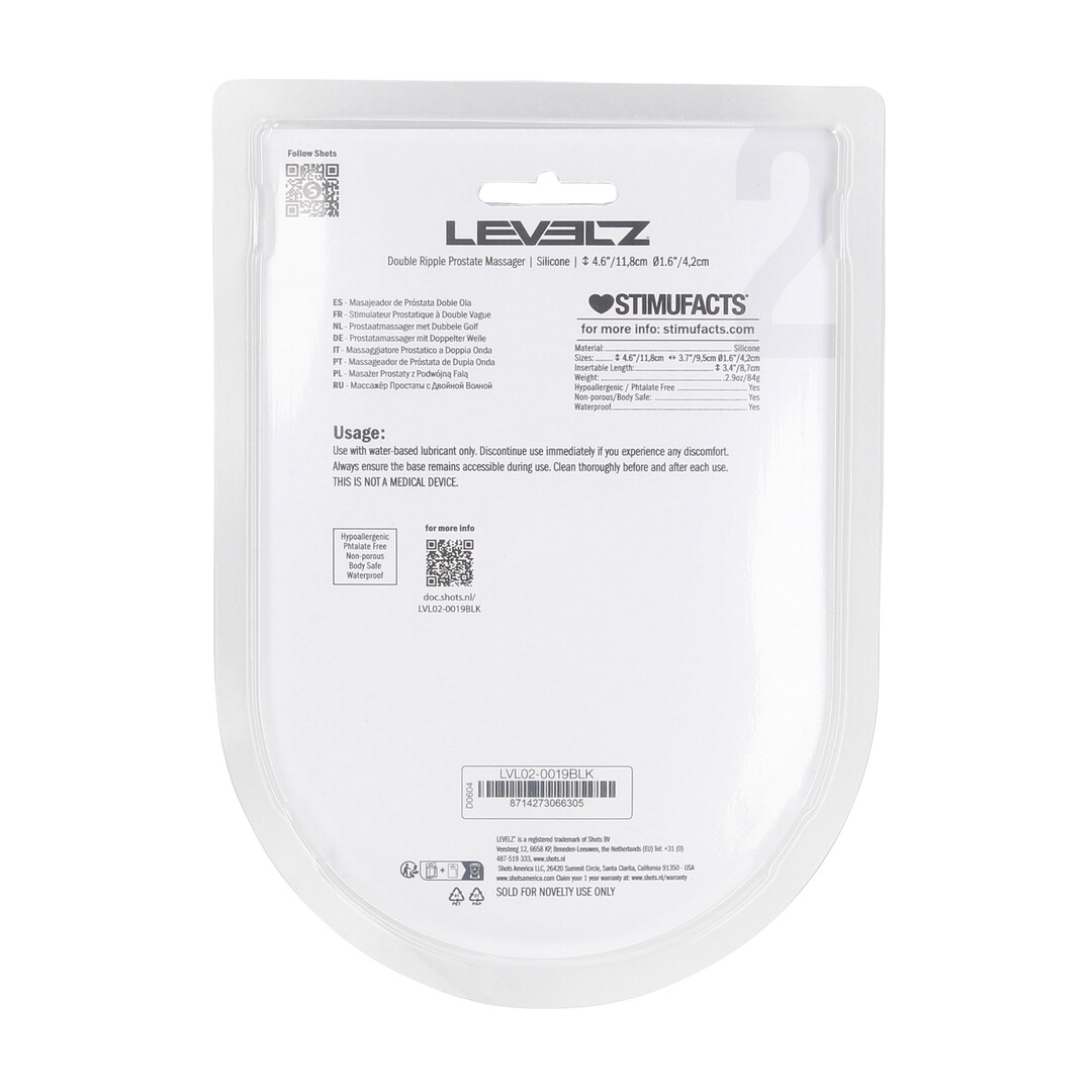 Dubbele Ripple Siliconen Prostaat Massager - Zwart - Afbeelding 3