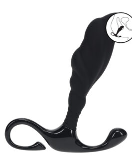Geribbelde Hard Loop Silicone Prostaat Massager – S – Zwart