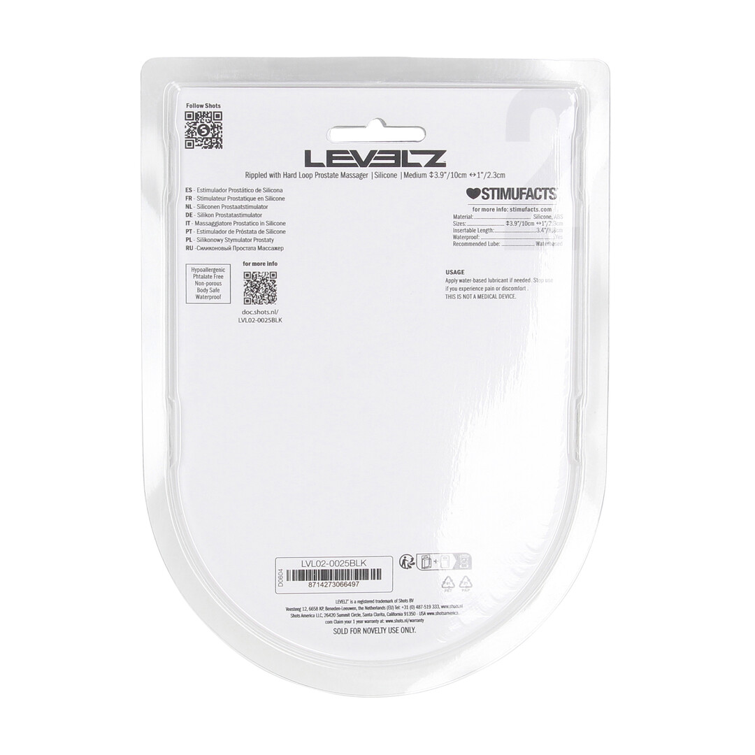 Geribbelde Hard Loop Silicone Prostaat Massager - M - Zwart - Afbeelding 3