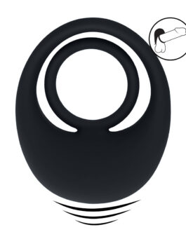 Vibrerende Vloeibare Siliconen Cock- en Ballenring – Zwart