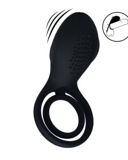Vibrerende Cock- en Ballring met Vleugelstimulator – Zwart