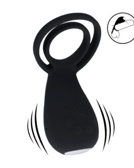 Vibrerende Cock- en Ballring met Pootstimulator – Zwart