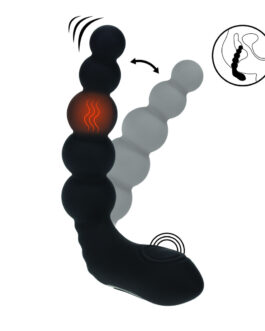 Vibrerende Verwarmende Buigbare Tapping Beaded Siliconen Prostaat Stimulator – Zwart