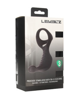 Vibrerende Siliconen Prostaat Stimulator met Tri O Cockring – Zwart