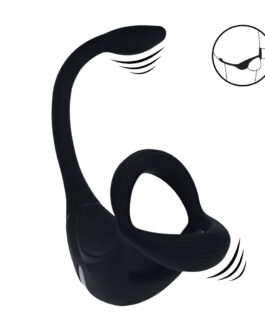 Afstandsbediening Vibrerende Siliconen Tri O Cockring met Prostaatstimulator – Zwart