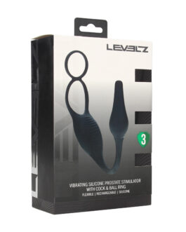 Vibrerende Siliconen Prostaat Stimulator met Cock- en Ballring – Zwart