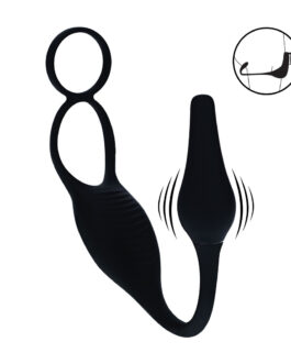 Vibrerende Siliconen Prostaat Stimulator met Cock- en Ballring – Zwart