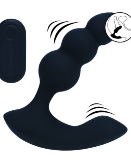 Dual Motor Afstandsbediening Geweven Vibrerende Vloeibare Siliconen Prostaat Stimulator – Zwart