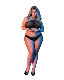 Halter Bandeaux en Panty Set – 2X – Zwart