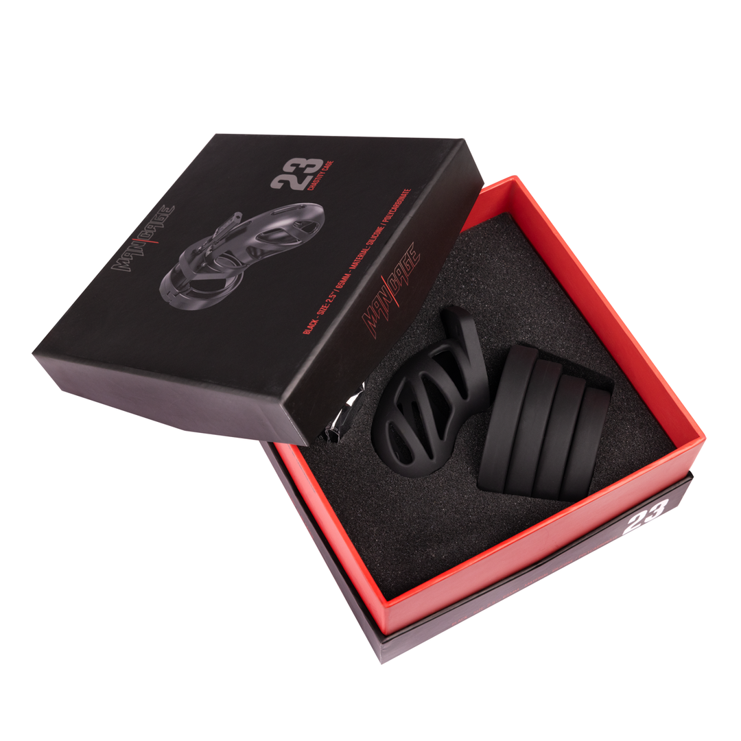 Model 23 - Chastity Cage - 2,5'' / 6,5 cm - Zwart - Afbeelding 6