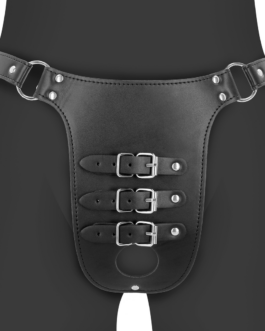 PU Leren Kuisheidsriem met Bandjes – Zwart