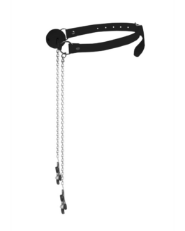 Ballgag met tepelklemmen