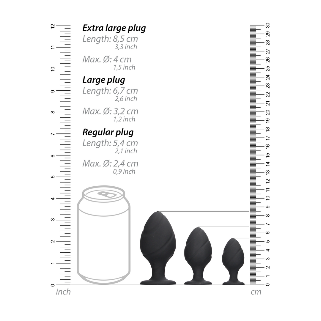 Gedraaid Butt Plug Set - Zwart - Afbeelding 6