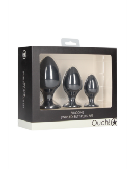 Gedraaid Butt Plug Set – Zwart