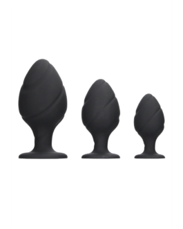 Gedraaid Butt Plug Set – Zwart