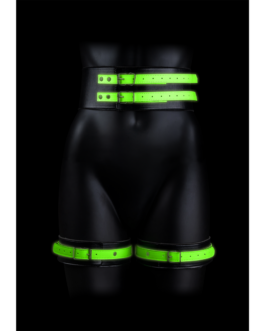 Dijbanden met riem en handboeien – Glow in the Dark – L/XL