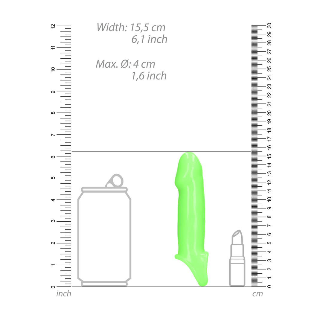 Gladde Dikke Rekbare Penis Huls - Glow in the Dark - Afbeelding 5
