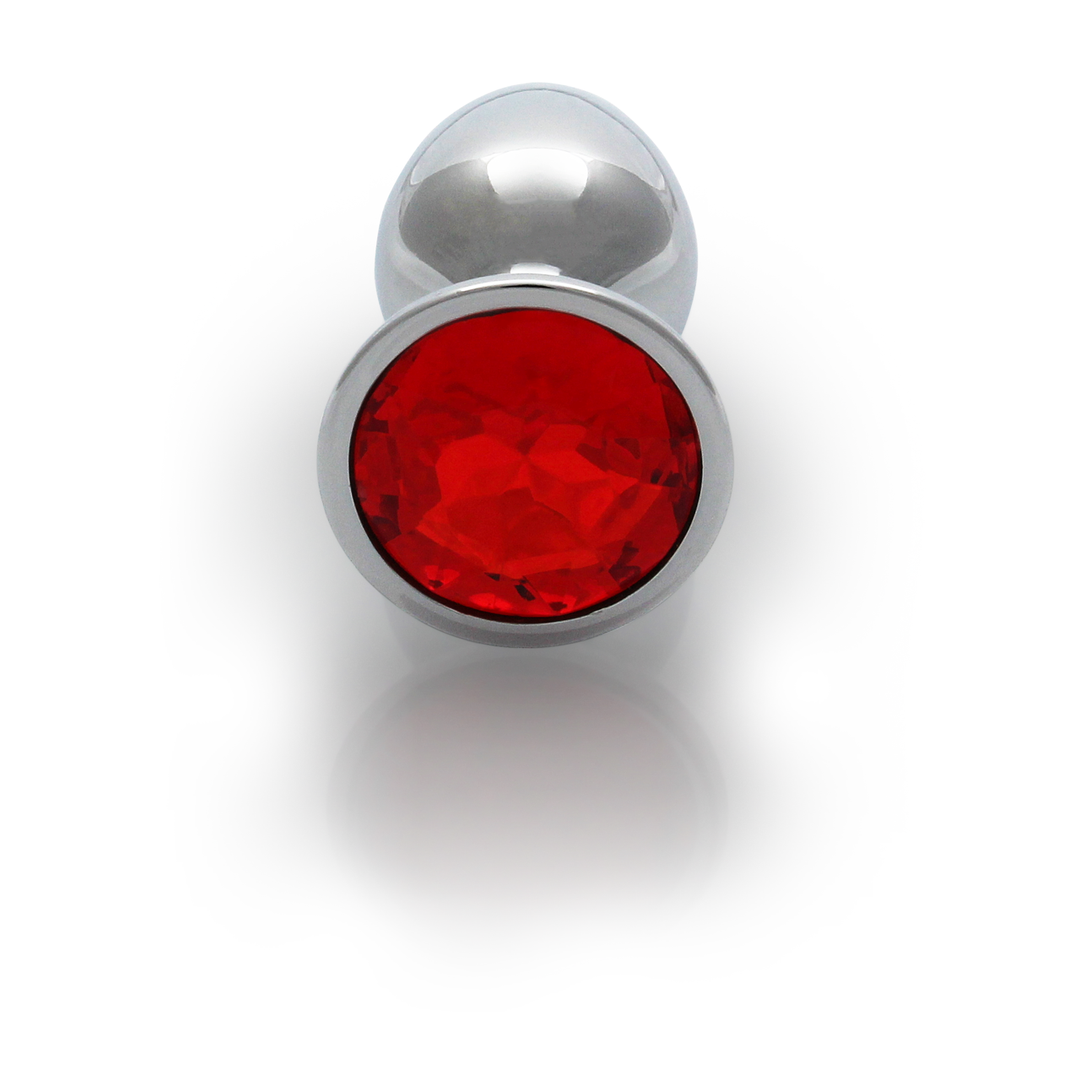 Ronde Gem Butt Plug - Klein - Zilver/Ruby Rood - Afbeelding 5