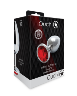 Ronde Gem Butt Plug – Groot – Zilver/Ruby Rood