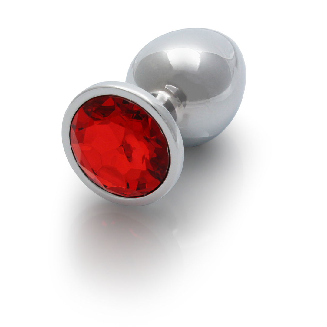 Ronde Gem Butt Plug - Groot - Zilver/Ruby Rood - Afbeelding 6